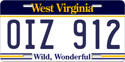 WV license plate OIZ912