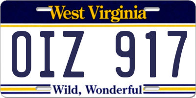 WV license plate OIZ917