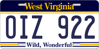 WV license plate OIZ922