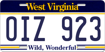 WV license plate OIZ923