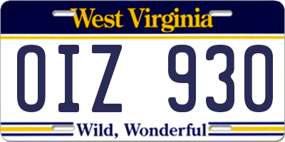 WV license plate OIZ930