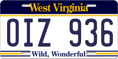WV license plate OIZ936