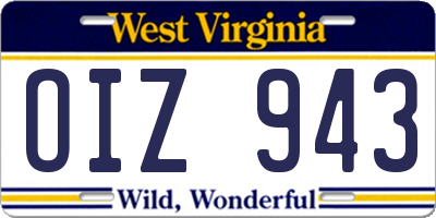 WV license plate OIZ943