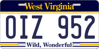 WV license plate OIZ952