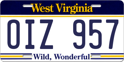 WV license plate OIZ957