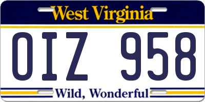 WV license plate OIZ958