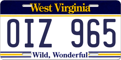 WV license plate OIZ965