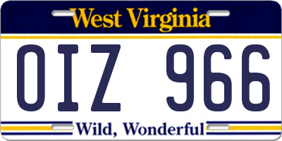 WV license plate OIZ966