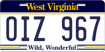 WV license plate OIZ967