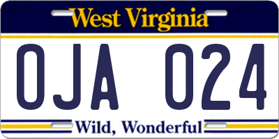 WV license plate OJA024