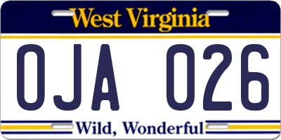 WV license plate OJA026