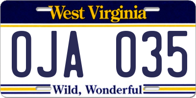 WV license plate OJA035