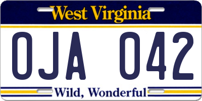 WV license plate OJA042