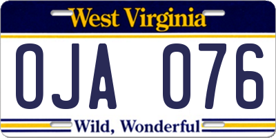 WV license plate OJA076