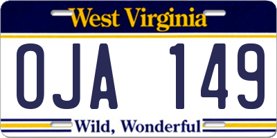 WV license plate OJA149