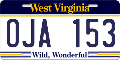 WV license plate OJA153