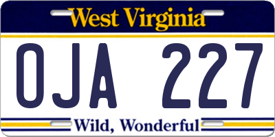 WV license plate OJA227