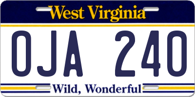WV license plate OJA240