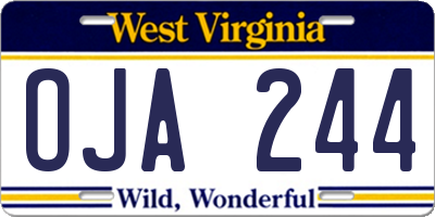 WV license plate OJA244