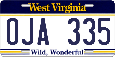 WV license plate OJA335