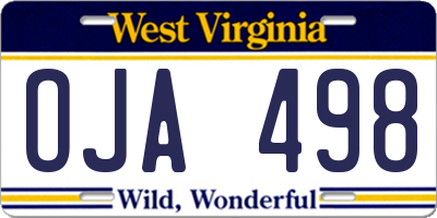 WV license plate OJA498