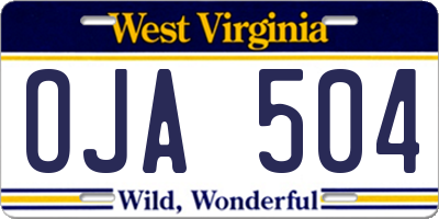 WV license plate OJA504