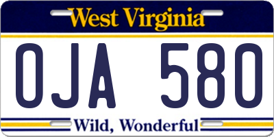 WV license plate OJA580