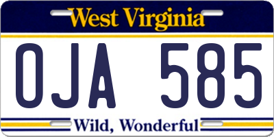 WV license plate OJA585