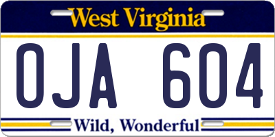 WV license plate OJA604