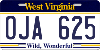 WV license plate OJA625