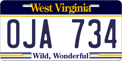 WV license plate OJA734