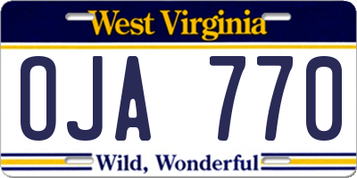 WV license plate OJA770
