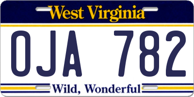 WV license plate OJA782