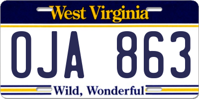 WV license plate OJA863