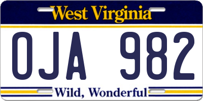 WV license plate OJA982