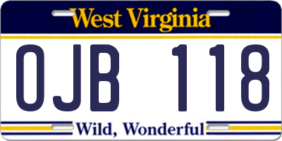 WV license plate OJB118