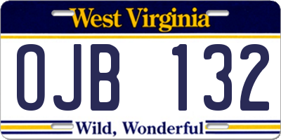 WV license plate OJB132