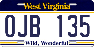 WV license plate OJB135