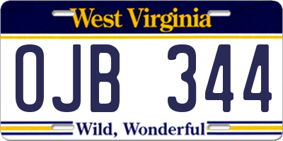 WV license plate OJB344