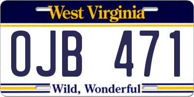 WV license plate OJB471