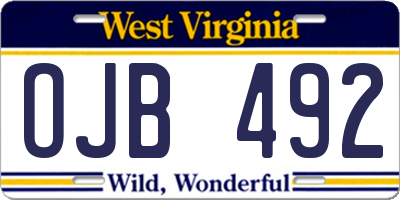 WV license plate OJB492