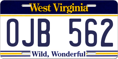 WV license plate OJB562