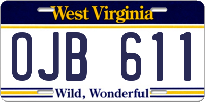 WV license plate OJB611