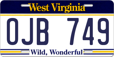 WV license plate OJB749