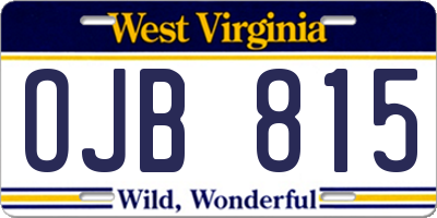 WV license plate OJB815