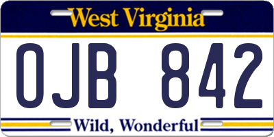 WV license plate OJB842