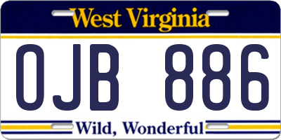 WV license plate OJB886