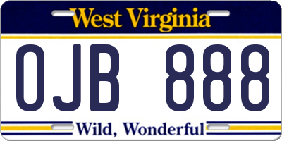 WV license plate OJB888