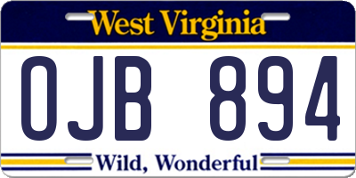 WV license plate OJB894