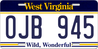 WV license plate OJB945